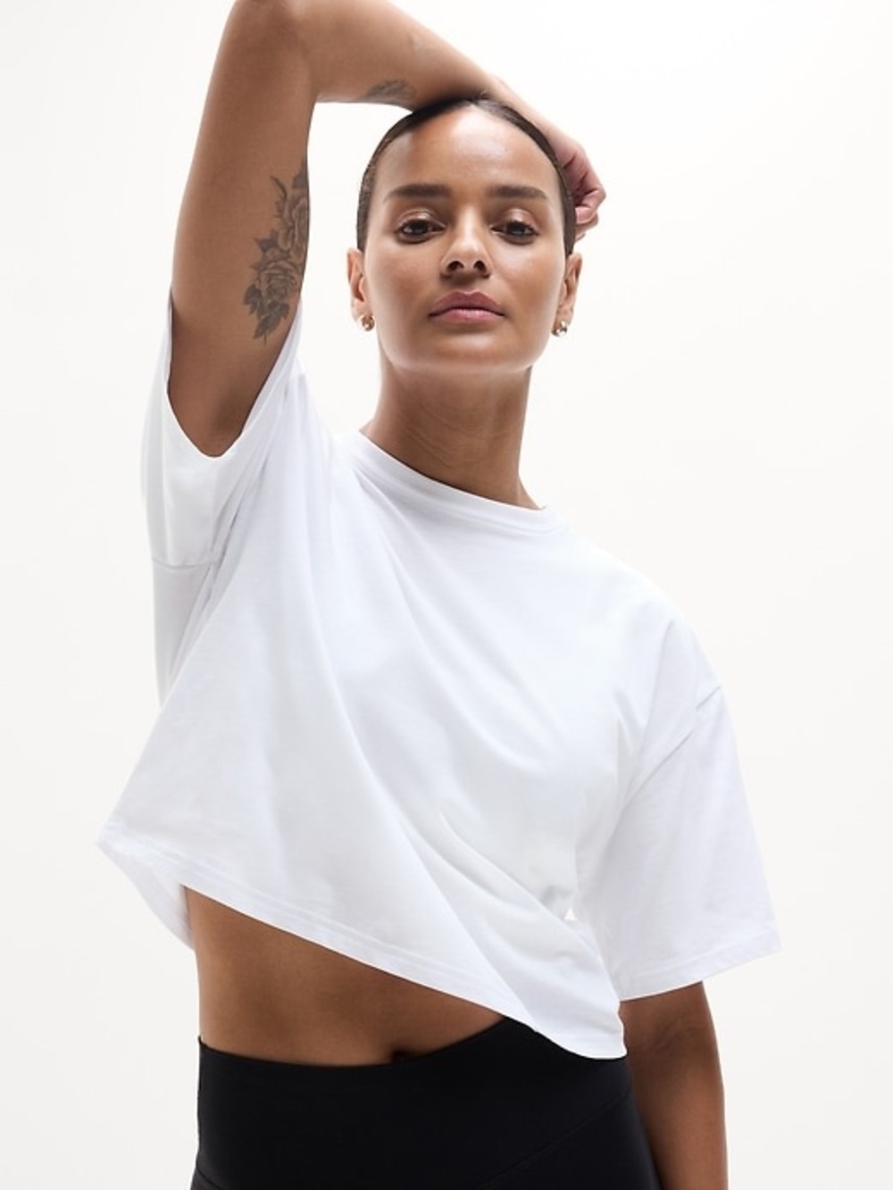Athleta women’s true cotton crop tee, size s, bright white